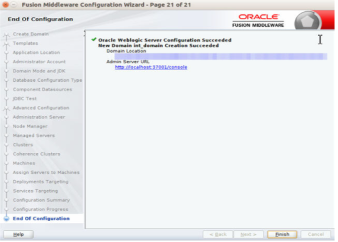 Configuration Success window